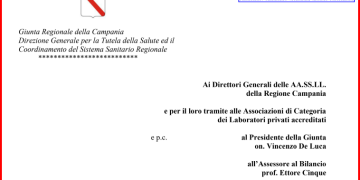 Campania: DD.G.R.C. n. 423/2025 e n.647/2025. Linee di indirizzo per la riorganizzazione della rete deilaboratori privati accreditati della regione Campania. Indicazioni e Gruppo di Lavoro. Nota della Regione Campania inviata alle AA.SS.LL.